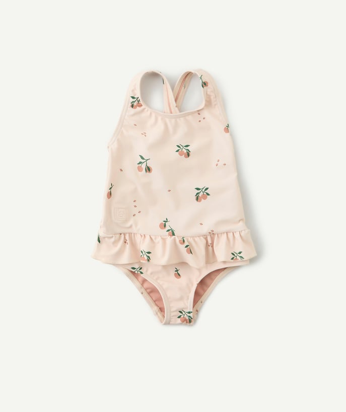 Maillot de bain 1 pièce rose pâle imprimé pêche - 1
