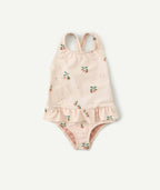 Maillot de bain 1 pièce rose pâle imprimé pêche - 1