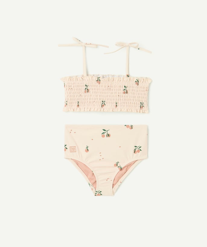 Maillot de bain 2 pièces écru imprimé pêches - 1