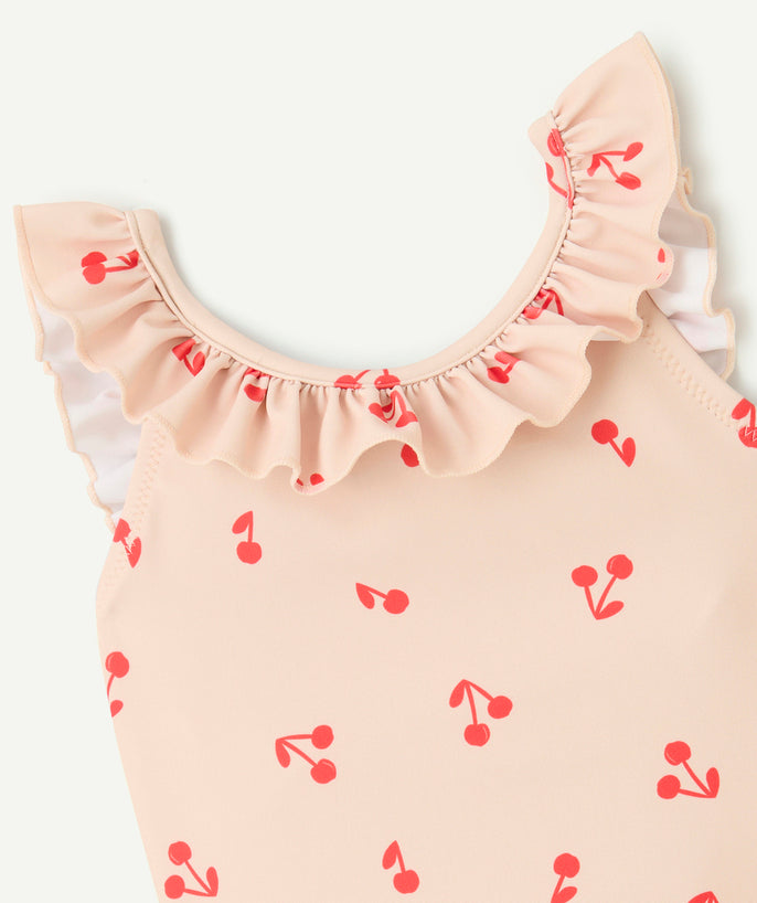 Maillot de bain 1 pièce rose pâle imprimé cerise - 2