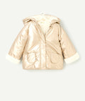 Blouson bébé fille en rembourrage recyclé à capuche rose gold - 1
