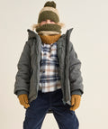 Parka garçon avec capuche kaki - 1