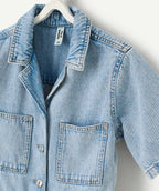 Combishort fille manches courtes denim - 2
