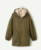 Parka fille kaki réversible et déperlante - 1