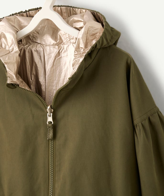 Parka fille kaki réversible et déperlante - 2