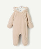 Combinaison bébé fille en sherpa beige - 1