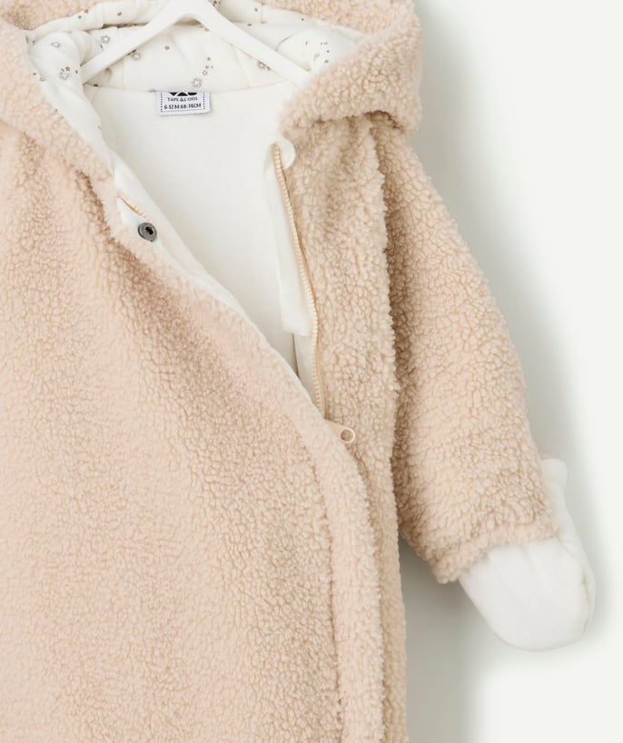 Combinaison bébé fille en sherpa beige - 2