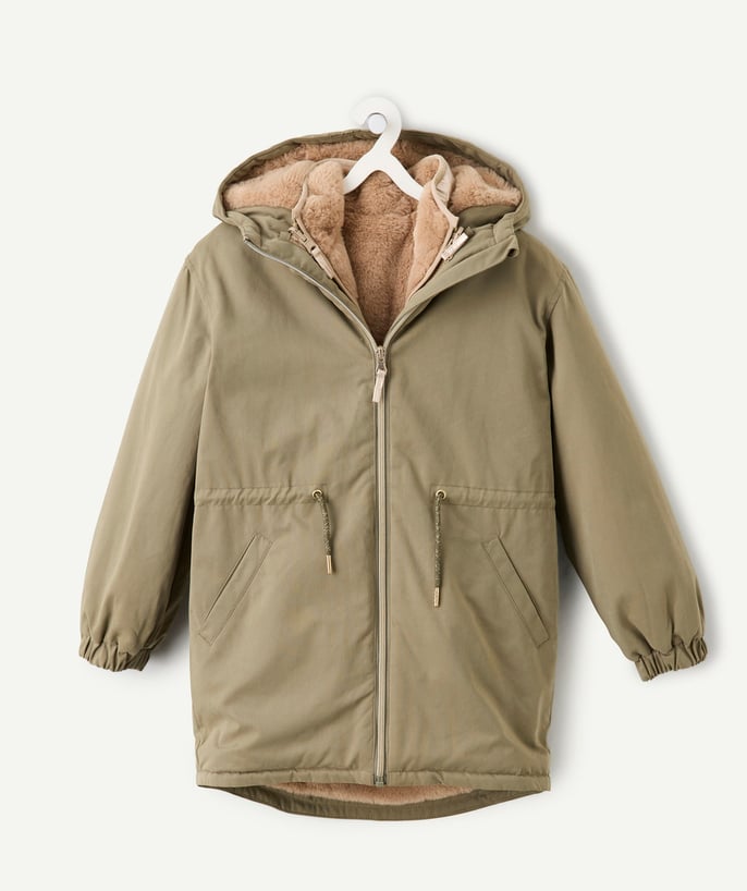 Manteau d'hiver fille kaki 3-en-1 et déperlante - 1