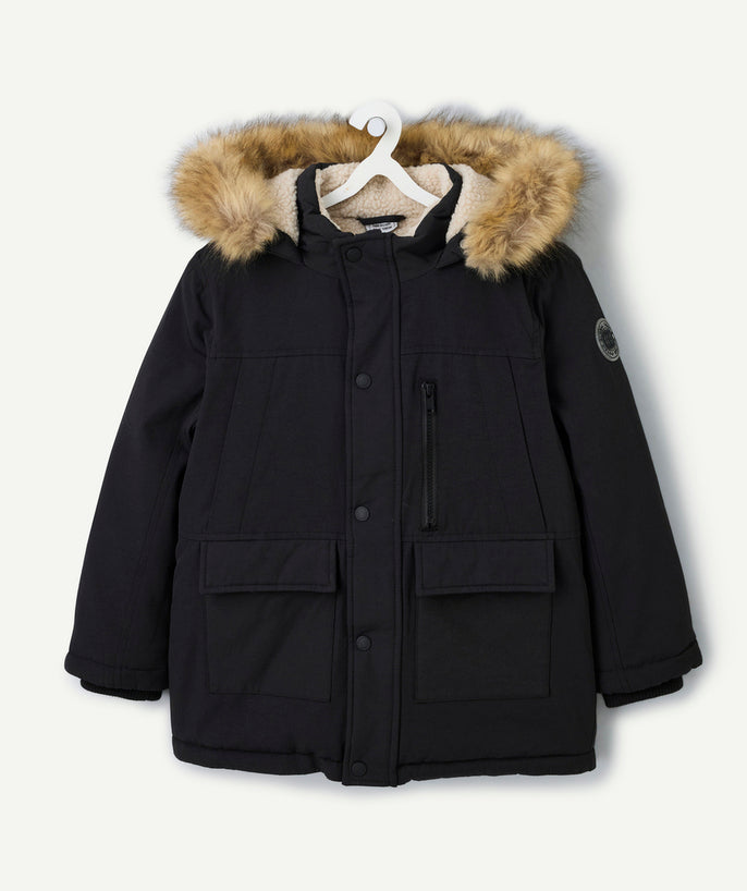 Parka garçon noire à capuche - 2