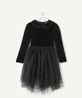 Robe fille velours noire à paillettes - 1