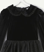 Robe fille velours noire à paillettes - 2