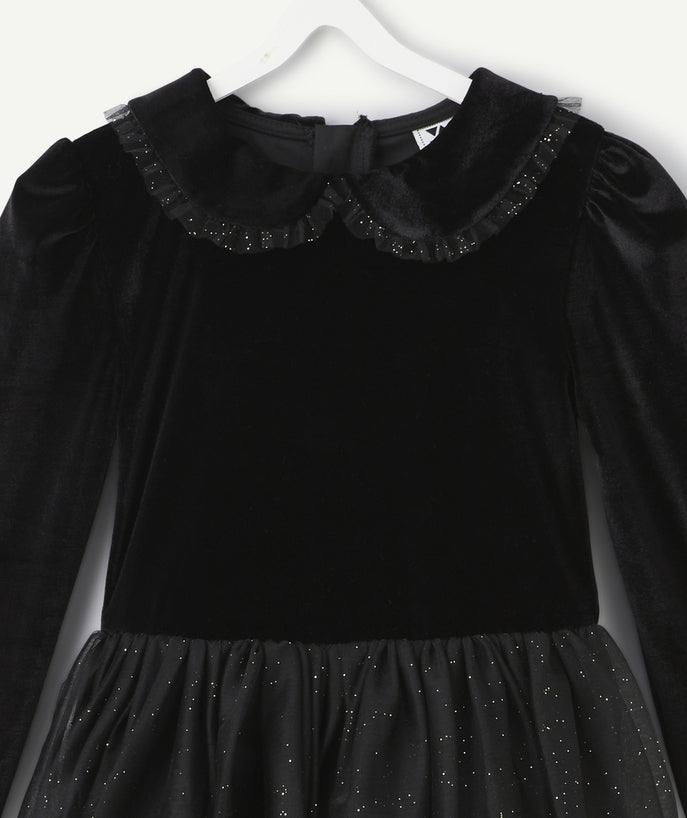 Robe fille velours noire à paillettes - 2