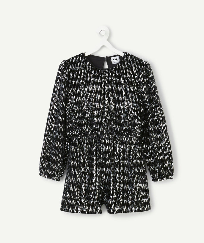 Combishort noir à sequins pour fille - 2