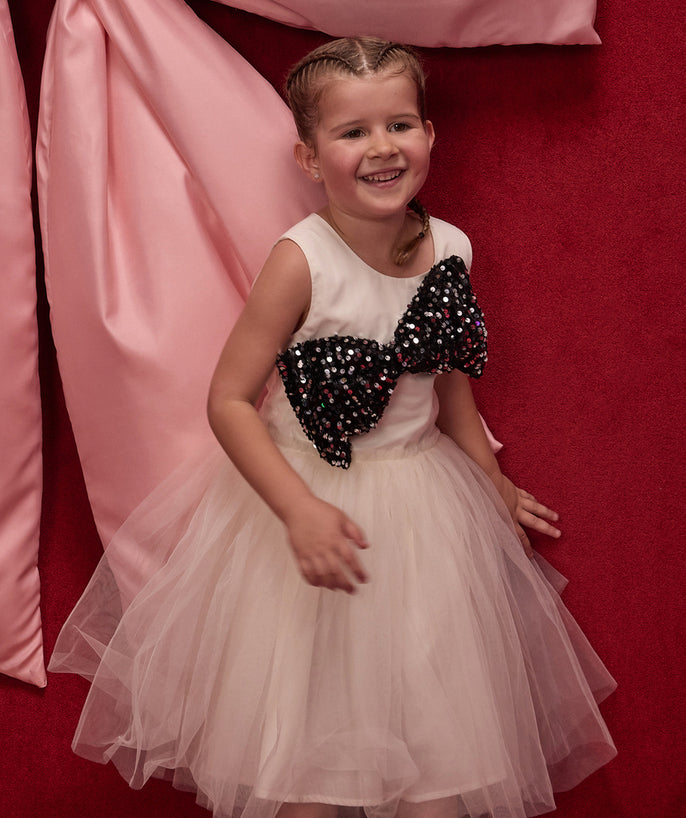 Robe créateur 2025 en tulle blanc pour fille - 1