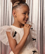Robe créateur 2025 en tulle blanc avec nœuds pour fille - 2