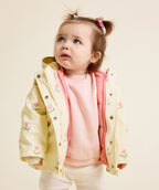 Imperméable 2 en 1 doudoune sans manches imprimé fleurs et rose - 1