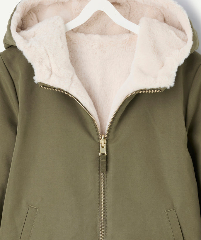 Blouson fille kaki réversible - 2