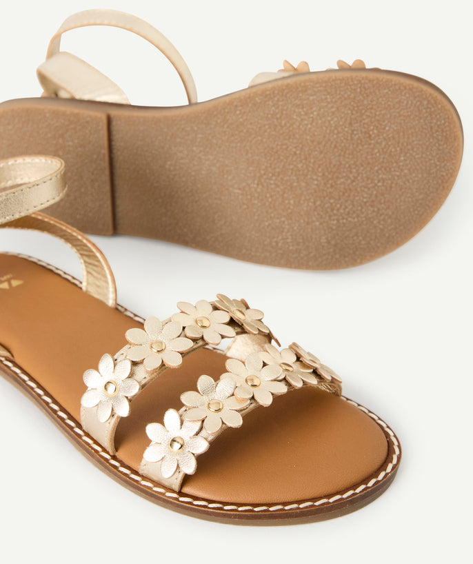 Sandales fille couleur dorée avec fleurs - 2
