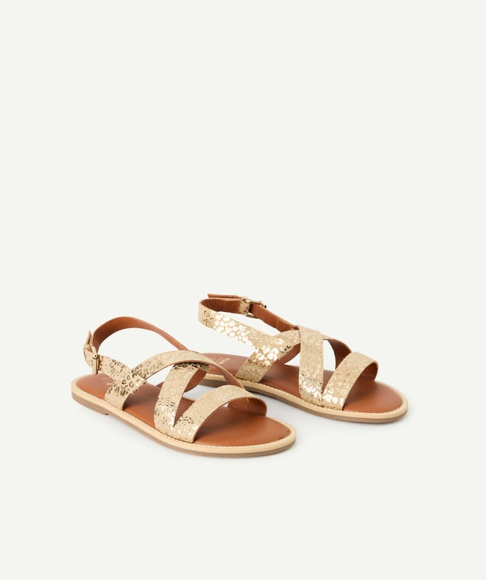 Sandales fille dorée imprimé léopard - 1