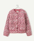 Veste fille matelassée fleuri rose - 1