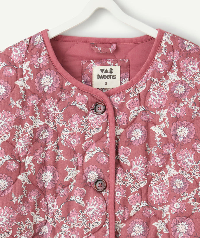 Veste fille matelassée fleuri rose - 2