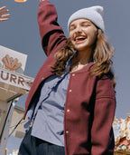 Veste fille bomber bordeaux - 1