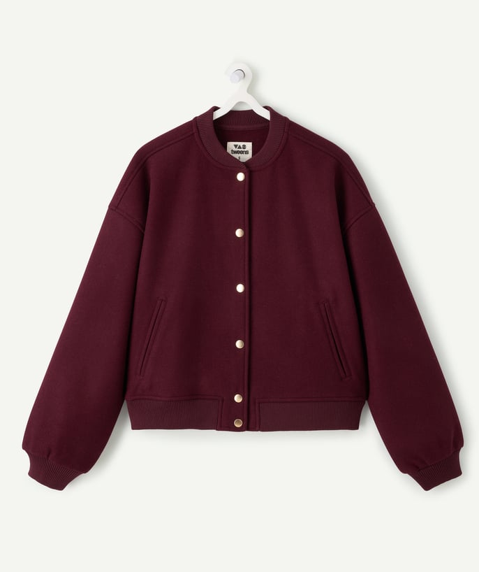 Veste fille bomber bordeaux - 2