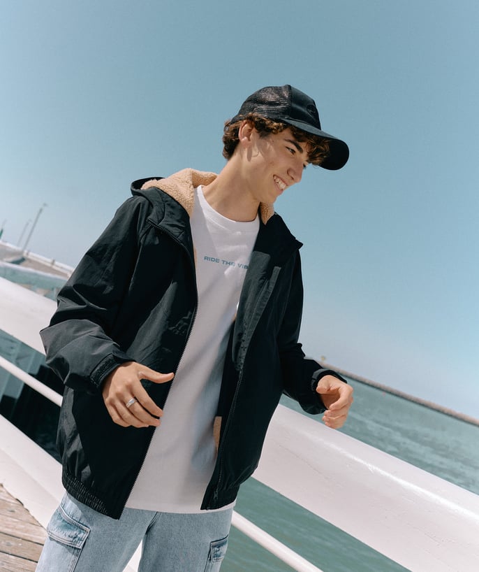 Blouson garçon fourré noir - 1