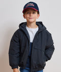 Blouson garçon noir déperlant avec capuche - 1