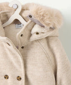 Manteau d'hiver long fille beige très chaud avec capuche - 2