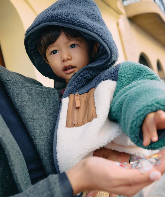 Blouson sherpa réversible bébé garçon colorblock - 1