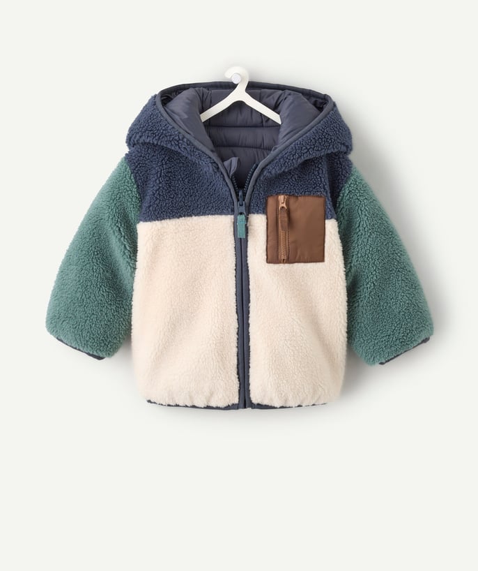 Blouson sherpa réversible bébé garçon colorblock - 2