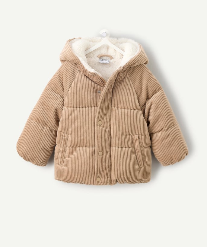 Doudoune bébé garçon beige effet velours - 2