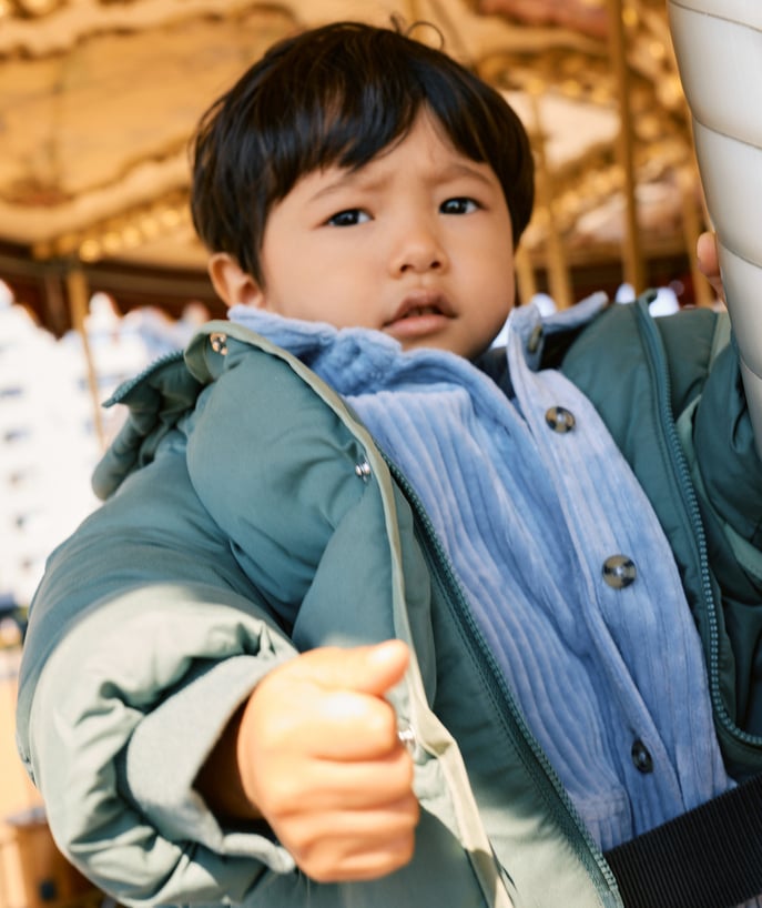 Doudoune bébé garçon kaki effet sherpa - 1