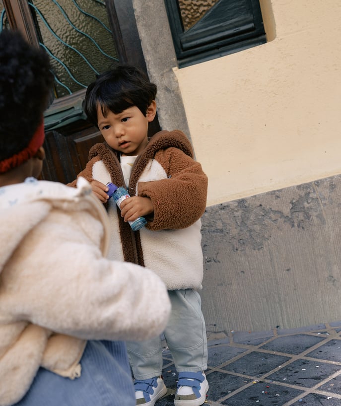 Blouson réversible bébé garçon marron sherpa - 1