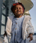 Doudoune réversible bébé fille écru imprimé fleurs - 1
