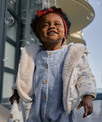 Doudoune réversible bébé fille écru imprimé fleurs - 1