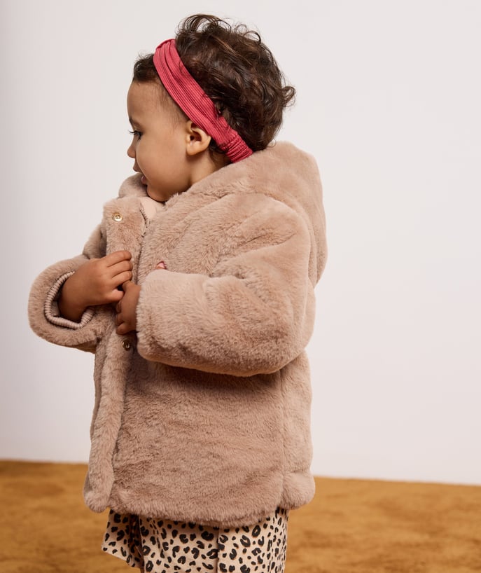 Manteau bébé fille beige imitation fourrure - 2
