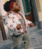 Doudoune réversible bébé fille rose et sherpa à fleurs - 2