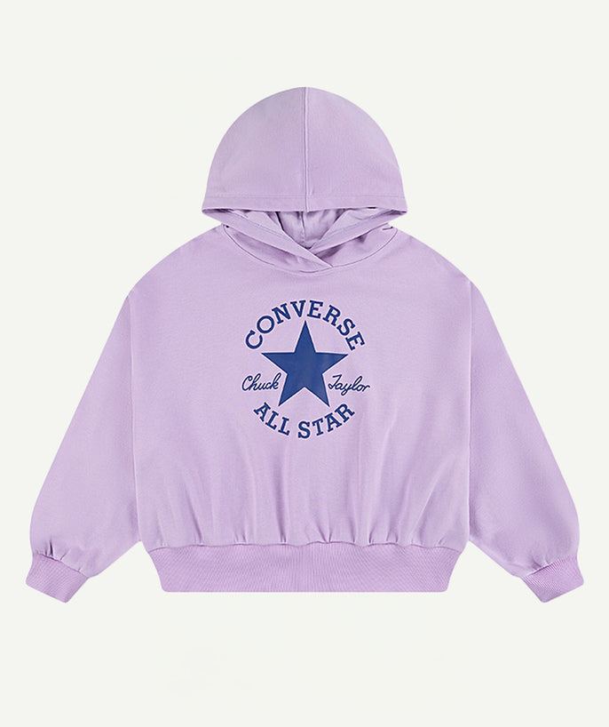 Sweat à capuche fille oversize violet - 1