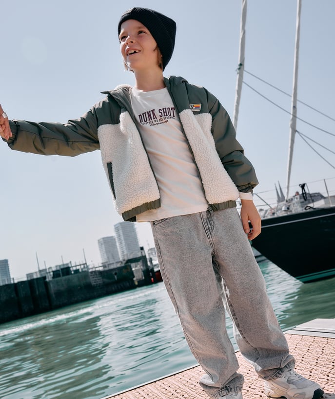 Blouson garçon kaki doublé sherpa déperlant - 2