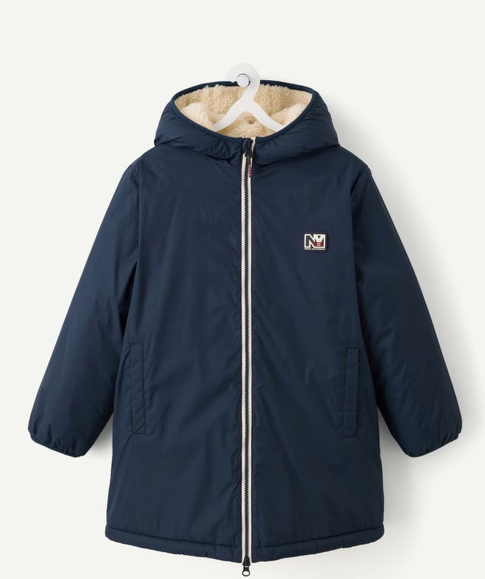 Blouson garçon bleu doublure moumoute déperlant - 2