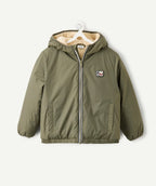 Blouson garçon vert doublé sherpa déperlant - 1