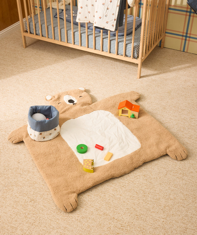 Tapis de parc bébé garçon ours beige - 1