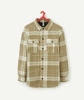 Chemise à carreaux garçon verte doublée en sherpa - 1