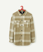 Chemise à carreaux garçon verte doublée en sherpa - 1