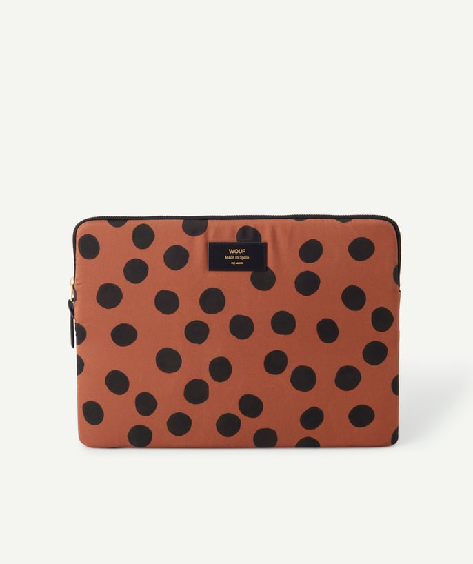Housse d'ordinateur marron à pois 13 et 14 pouces - 1