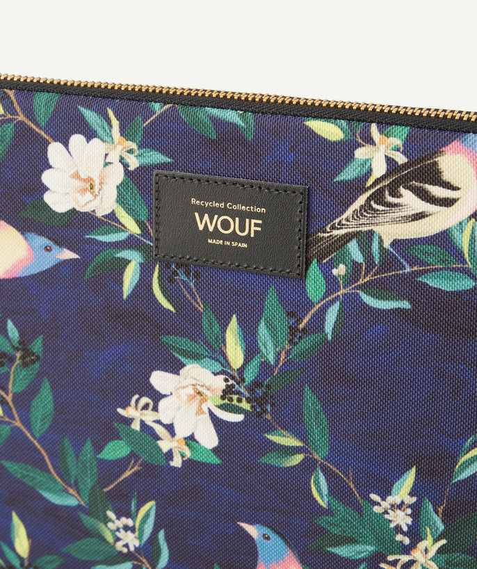 Housse pour tablette en fibres recyclées bleue et imprimée oiseaux - 2