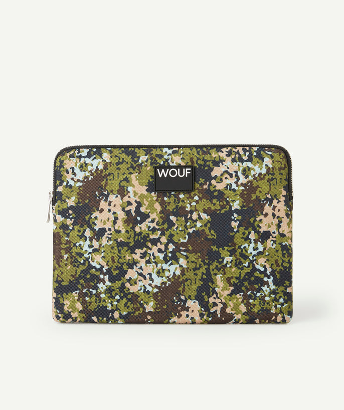 Housse pour tablette imprimée kaki et rose - 1